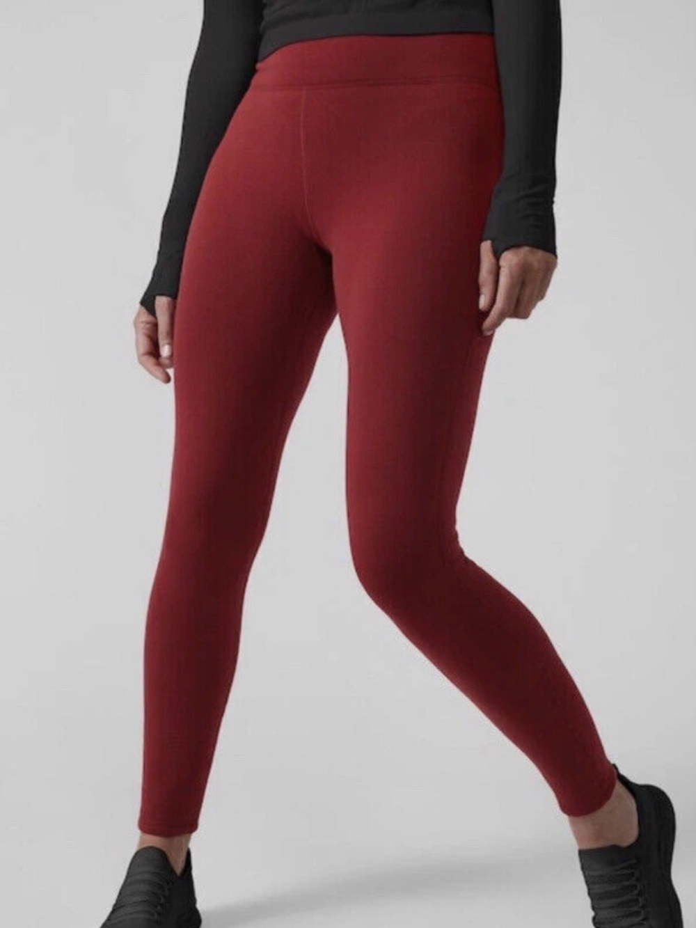 Athleta Altitude Tight in Polartec Power Stretch Red Leggings Small - Fleece